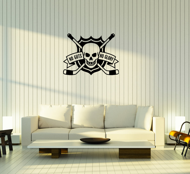 Wall Vinyl Sticker Decal Hockey Skeleton Sport Extreme Skull Stick Unique Gift (ed518)