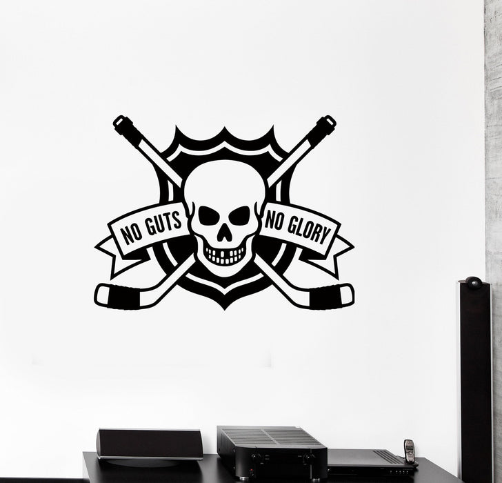 Wall Vinyl Sticker Decal Hockey Skeleton Sport Extreme Skull Stick Unique Gift (ed518)