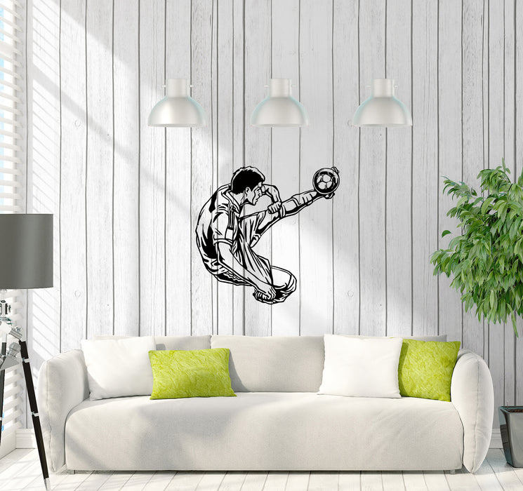 Wall Vinyl Sticker Sports Football Soccer Jumping Feeding Goal Forward Unique Gift (ed519)