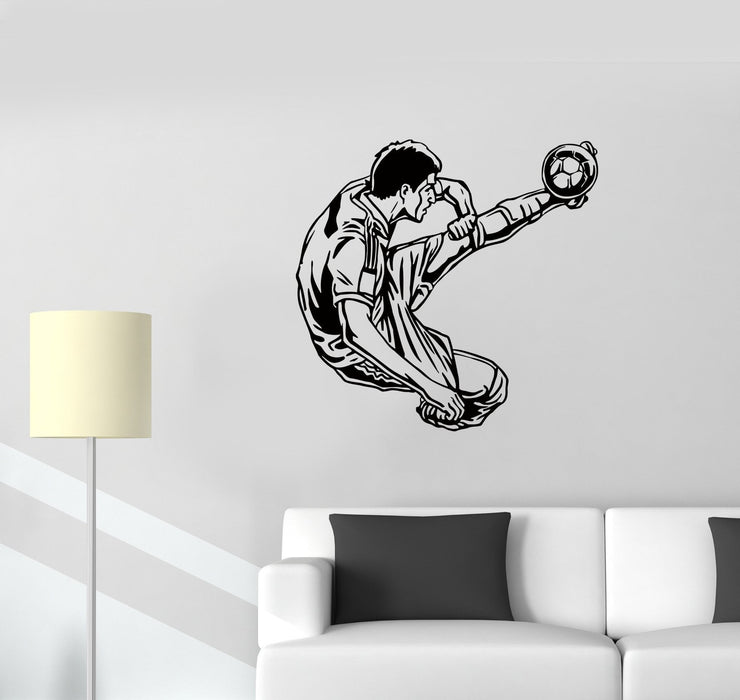 Wall Vinyl Sticker Sports Football Soccer Jumping Feeding Goal Forward Unique Gift (ed519)