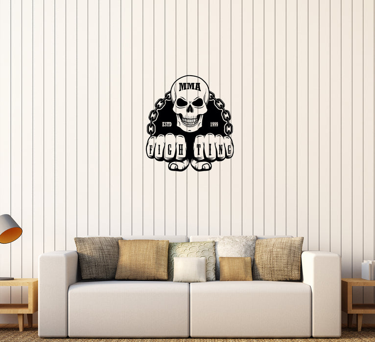 Wall Sticker Fighting Skeleton Skull Strength Danger Chain Vinyl Decal Unique Gift (ed520)