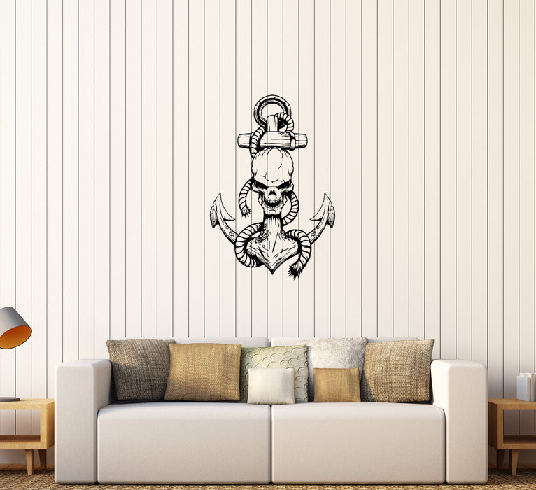 Skull Pirate Skeleton Sea Anchor Cable Mural Decal Wall Vinyl Sticker Unique Gift (ed524)