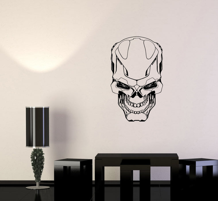 Wall Decal Robot Skull Iron Weapons Decor Military Danger Vinyl Decal Unique Gift (ed532)