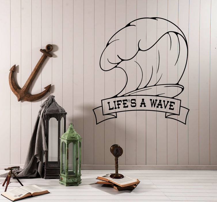 Wall Sticker Life Is A Wave Sport Decor Nature Ocean Marine Vinyl Decal Unique Gift (ed538)