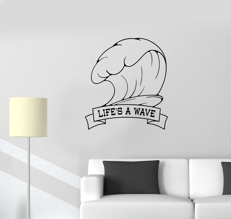 Wall Sticker Life Is A Wave Sport Decor Nature Ocean Marine Vinyl Decal Unique Gift (ed538)