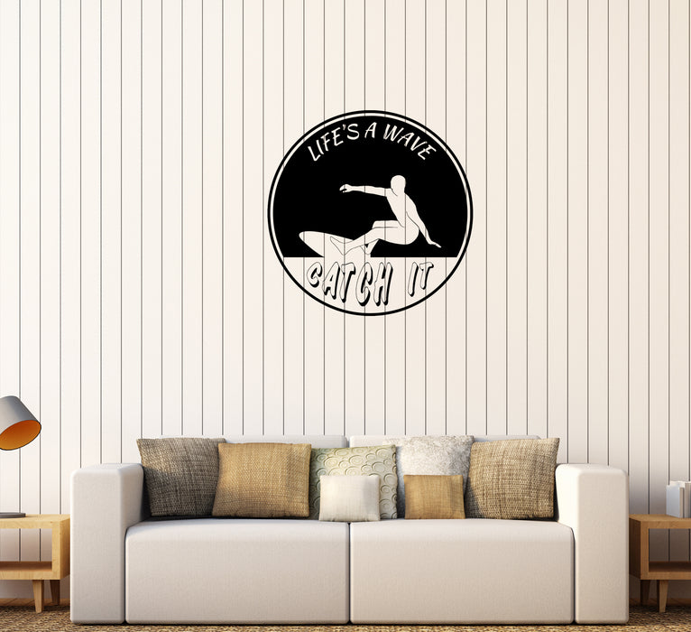 Wall Decal Sport Surfing Wave Extreme Life Style Surfer Decor Vinyl Unique Gift (ed539)