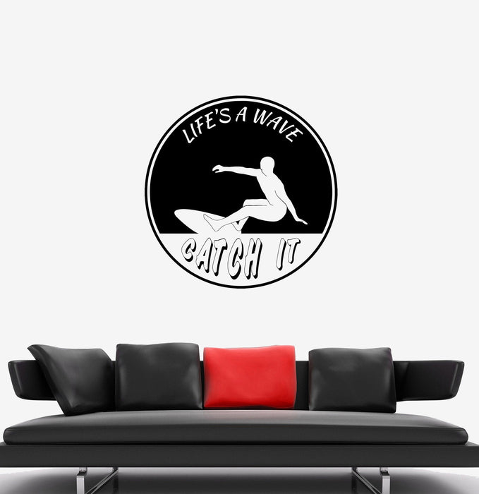 Wall Decal Sport Surfing Wave Extreme Life Style Surfer Decor Vinyl Unique Gift (ed539)