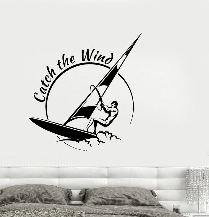 Wall Vinyl Sticker Decal Sports Decor Catch The Wind Surf Wave Title Unique Gift (ed543)