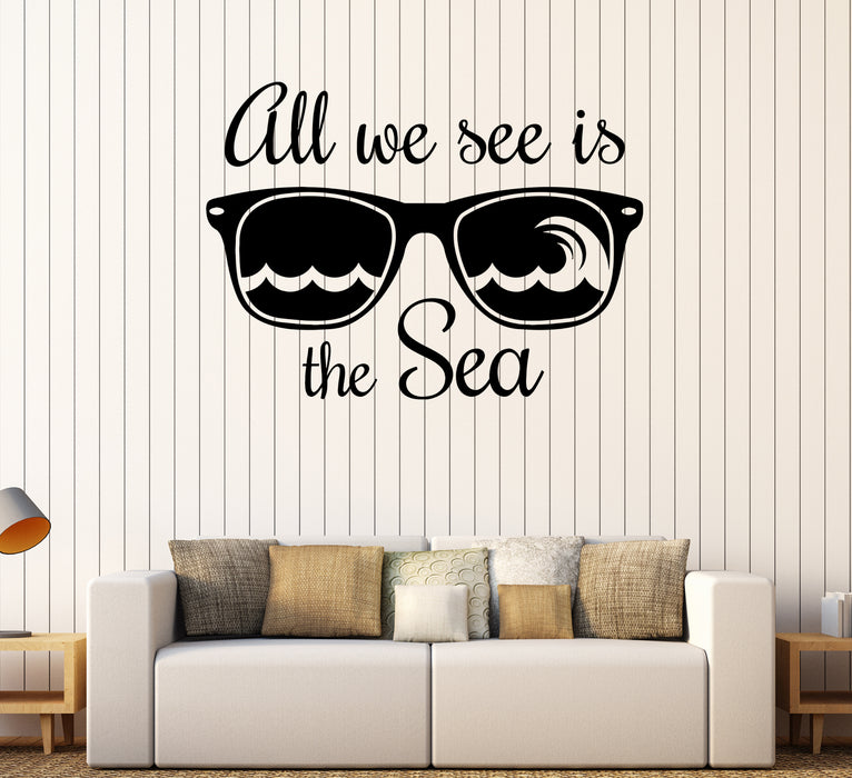 Wall Vinyl Sunglasses Summer Decor Sea Beach Vacations Sticker Decal Unique Gift (ed549)