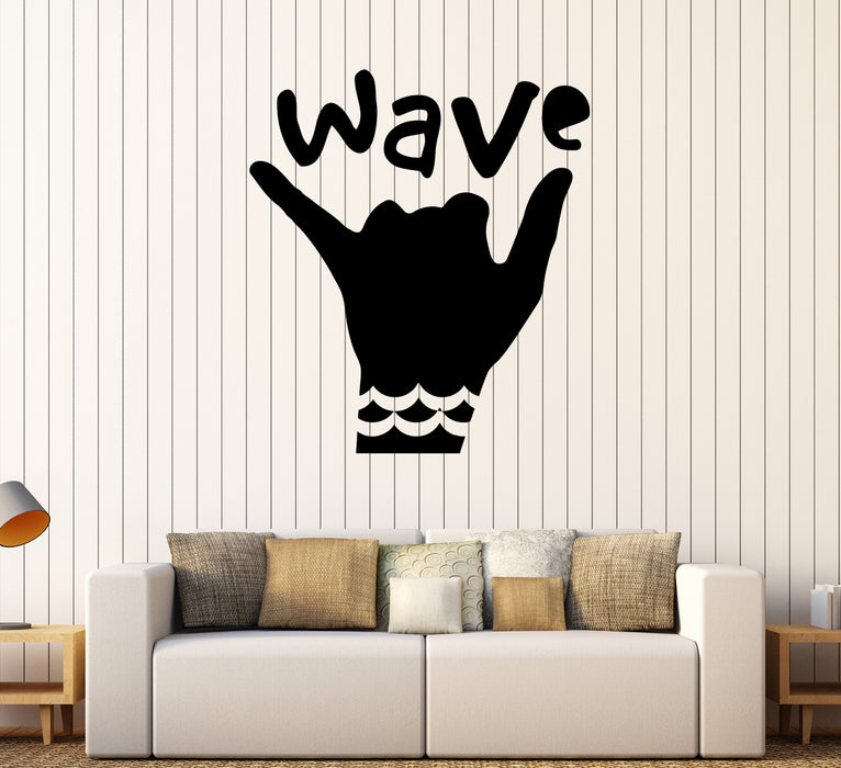 Wall Vinyl Sticker Decal Wave Hand Gesture Decor Symbol Vacations Unique Gift (ed550)