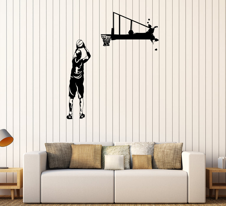Vinyl Decal Basketball Game Sport Ball Basketball Shooting Wall Sticker Unique Gift (ed561)