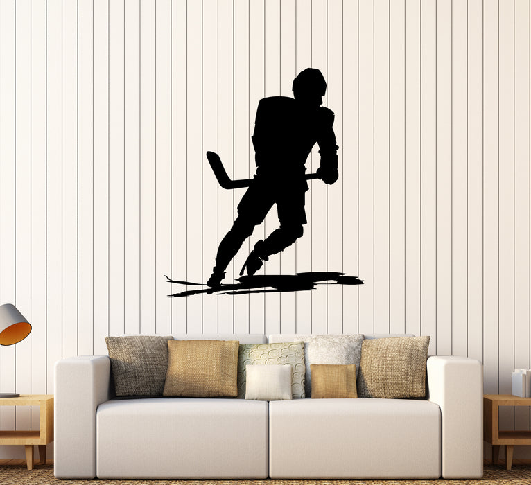 Wall Vinyl Sticker Decal Sports Ice Hockey Player Skates Extreme Game Unique Gift (ed562)