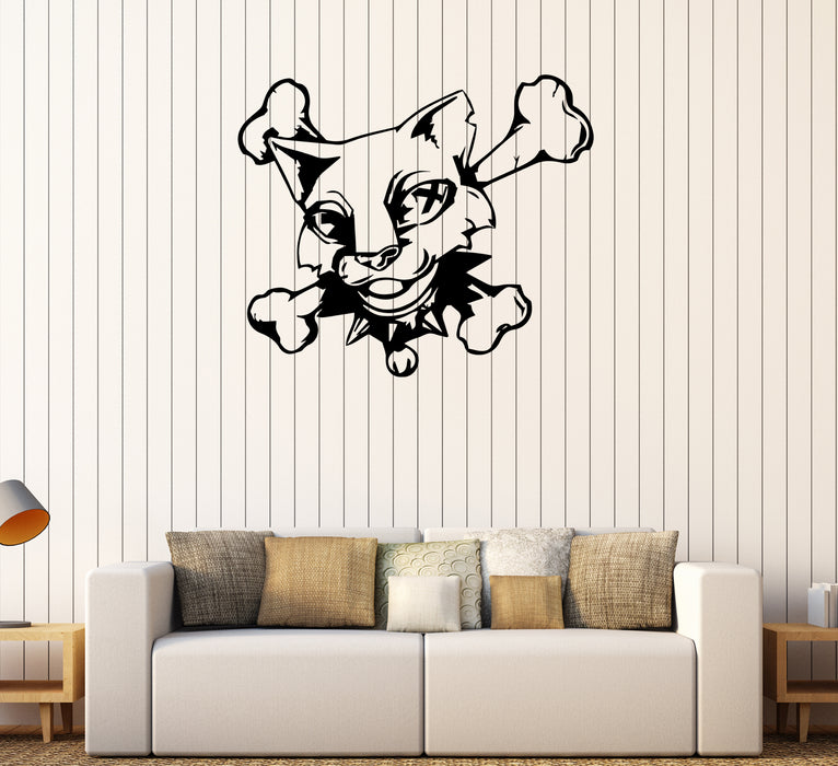 Wall Decal Cat Skull Bones Pet Head Dead Vinyl Sticker Unique Gift (ed567)