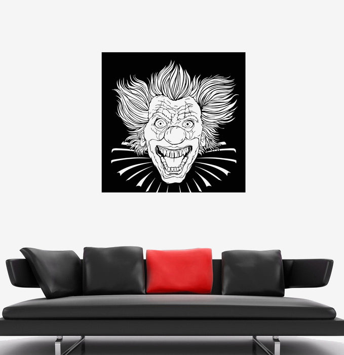 Wall Decal Crazy Clown Evil Head Killer Horror Laugh Vinyl Sticker Unique Gift (ed571)