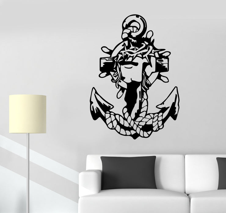 Autocollant mural en vinyle motif ancre océan capitaine marin cadeau unique (ed575)