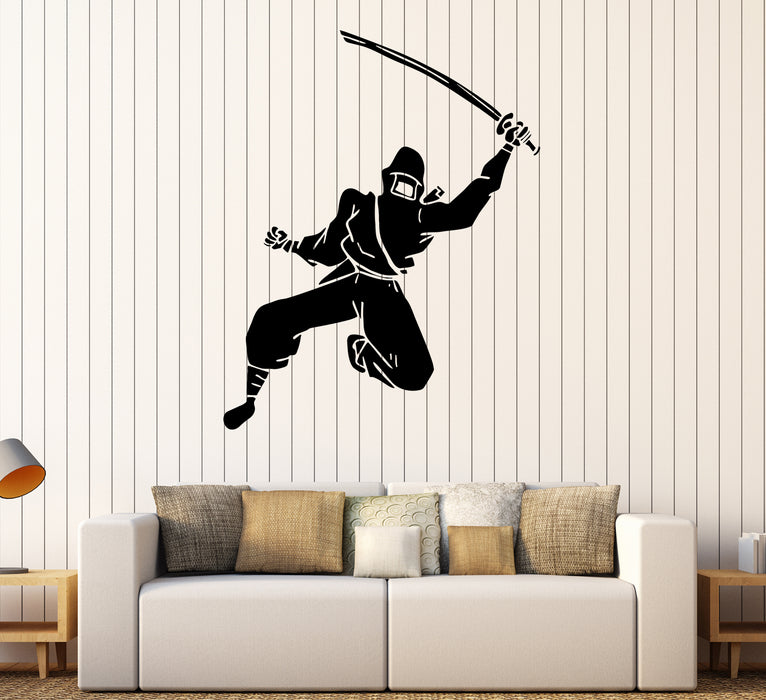 Wall Decal Ninja Samurai Warrior Sword Strike Weapons Japan Vinyl Sticker Unique Gift (ed586)