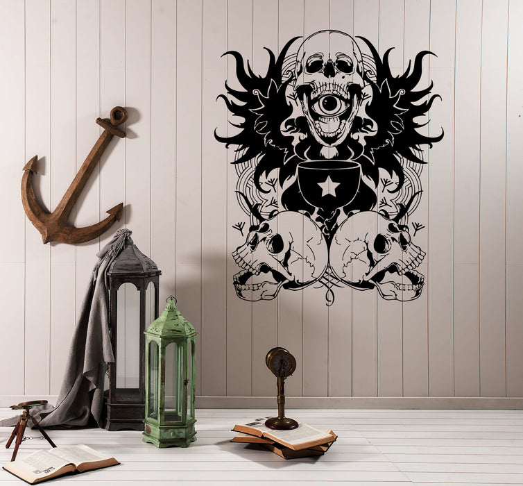 Wall Decal Skull Eye Emblem Bowl Secret Society Vinyl Sticker Unique Gift (ed590)