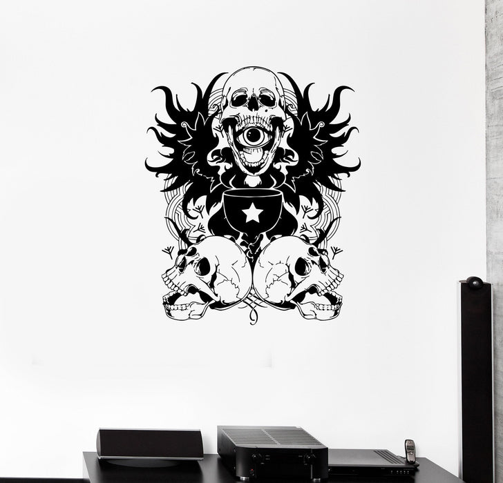 Wall Decal Skull Eye Emblem Bowl Secret Society Vinyl Sticker Unique Gift (ed590)