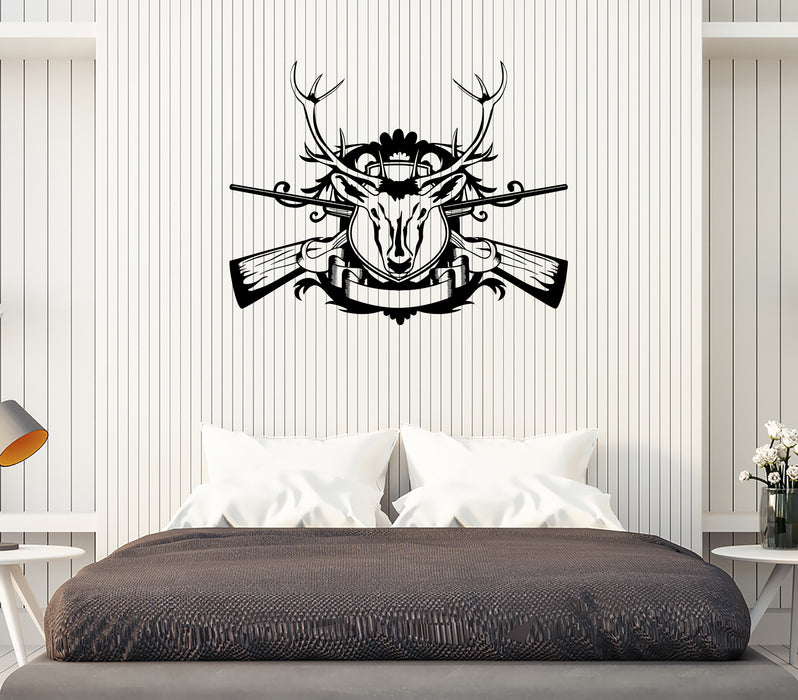 Wall Decal Hunter Hunting Animals Deer Forest Hobbies Vinyl Sticker Unique Gift (ed591)