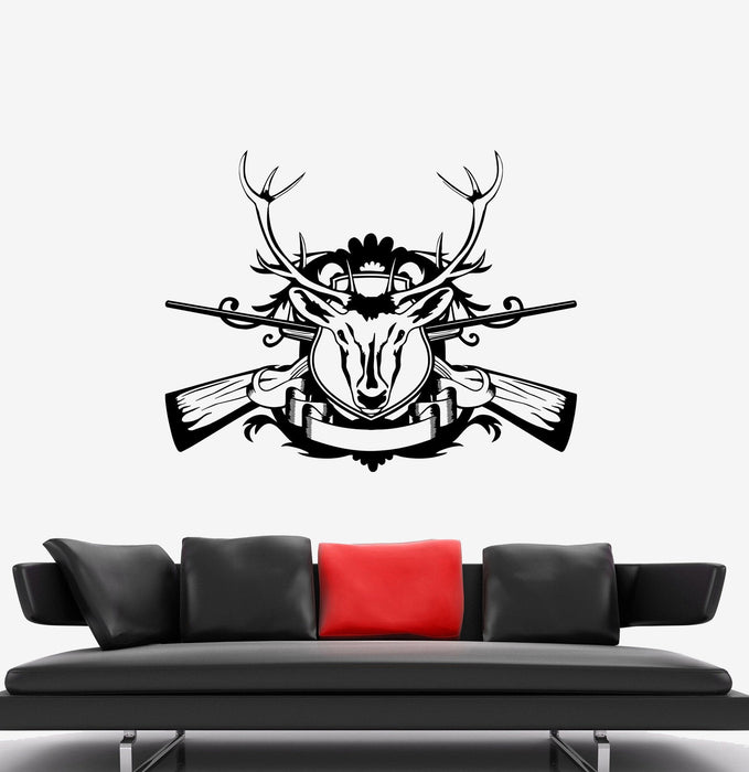 Wall Decal Hunter Hunting Animals Deer Forest Hobbies Vinyl Sticker Unique Gift (ed591)