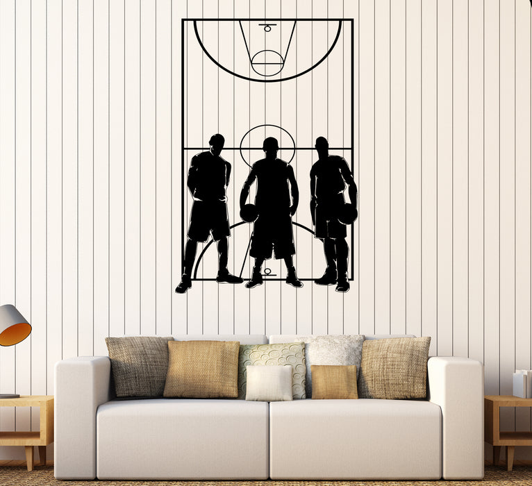 Wall Decal Game Sport Basketball Team Playing Field Player Vinyl Sticker Unique Gift (ed593)