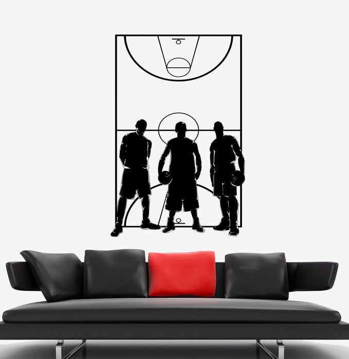Wall Decal Game Sport Basketball Team Playing Field Player Vinyl Sticker Unique Gift (ed593)