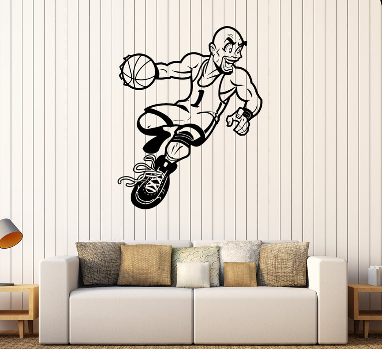 Wall Decal Sport Game Basketball Player Cartoon Caricature Vinyl Sticker Unique Gift (ed594)