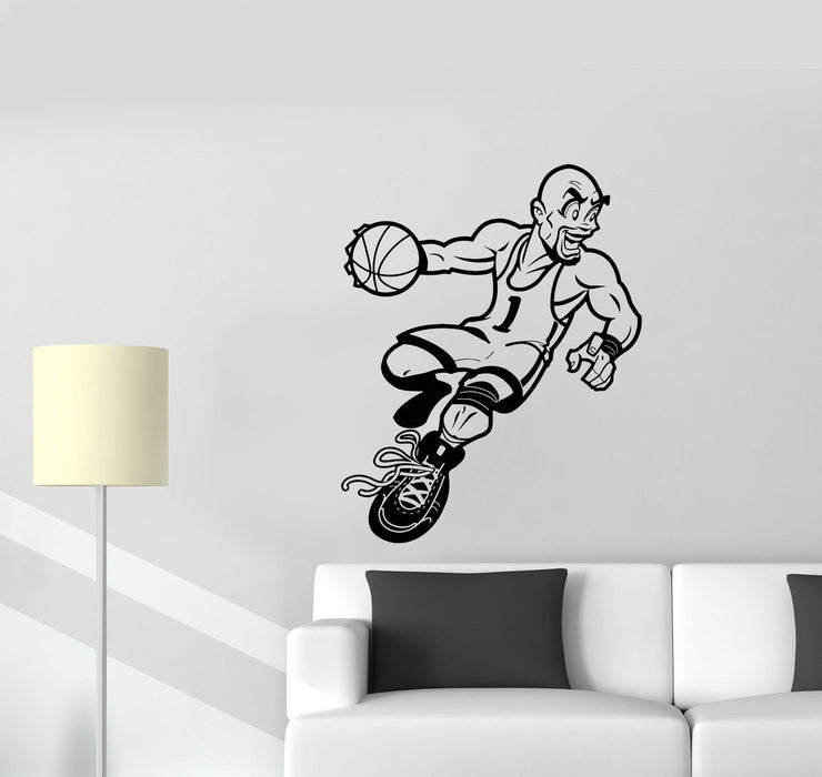 Wall Decal Sport Game Basketball Player Cartoon Caricature Vinyl Sticker Unique Gift (ed594)