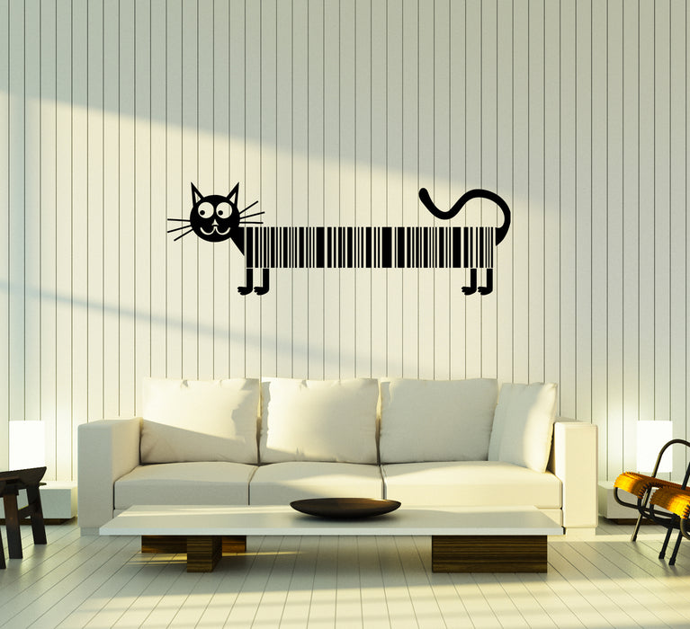 Wall Decal Cat Pet Barcode Funny Animal Picture Vinyl Sticker Unique Gift (ed595)