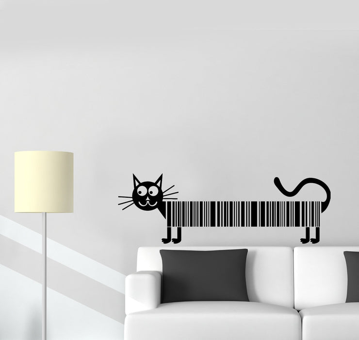 Wall Decal Cat Pet Barcode Funny Animal Picture Vinyl Sticker Unique Gift (ed595)