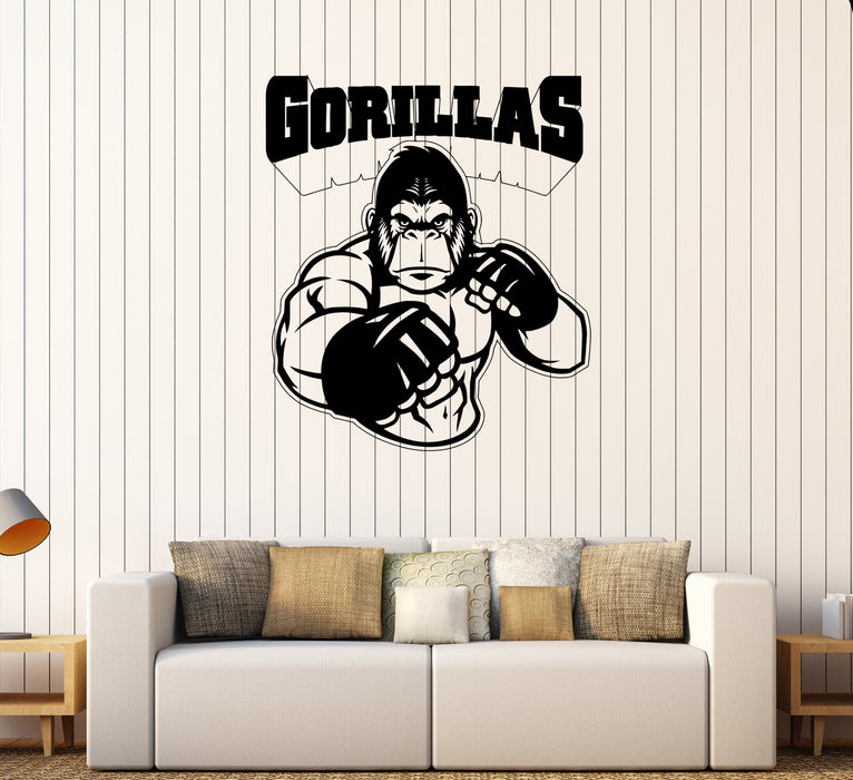 Wall Decal Animal Gorilla Fighter Martial Arts MMA Fight Vinyl Sticker Unique Gift (ed597)