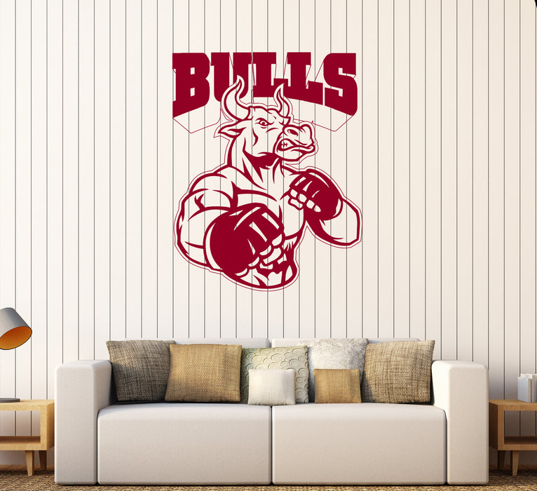 Wall Decal Animal Bull Power Sport Martial Arts Fighter Fight Vinyl Sticker Unique Gift (ed598)