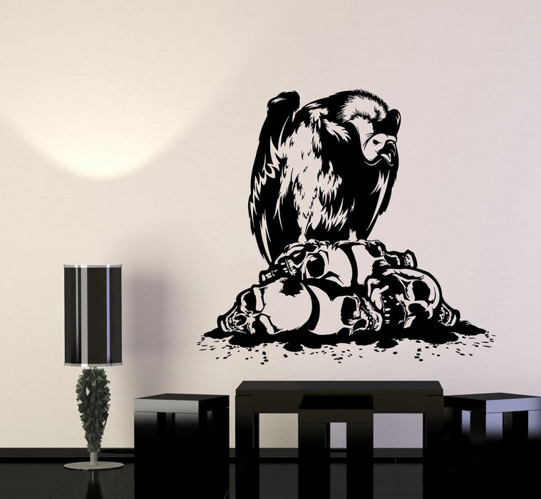 Wall Decal Vulture Bird Skull Bones Remains Angry Raptor Vinyl Sticker Unique Gift (ed600)