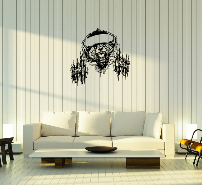 Wall Decal Fierce Grizzly Bear Animal Power of Rage Claws Grin Vinyl Sticker Unique Gift (ed601)