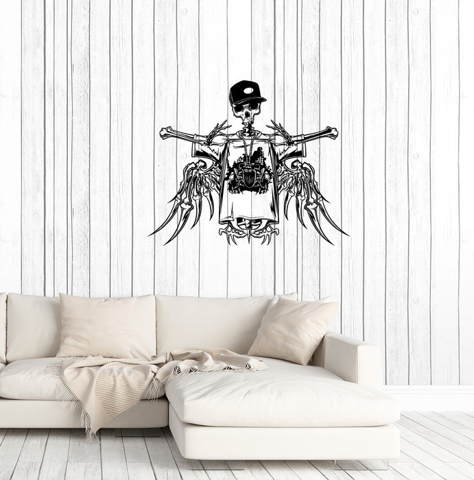 Wall Decal Skeleton Skull Bones Hip Hop Cool Youth Fashion Vinyl Sticker Unique Gift (ed605)