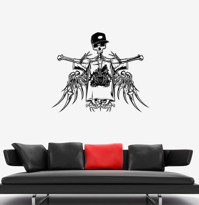 Wall Decal Skeleton Skull Bones Hip Hop Cool Youth Fashion Vinyl Sticker Unique Gift (ed605)