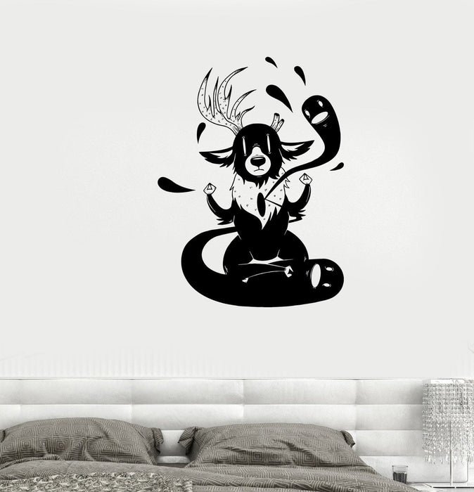 Wall Decal Fantasy Animal Deer Elk Horn Tale Miracle Vinyl Sticker Unique Gift (ed608)