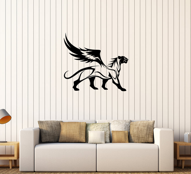 Wall Decal Panther Leopard Jaguar Wings Animal Wild Cat Griffin Vinyl Sticker Unique Gift (ed614)