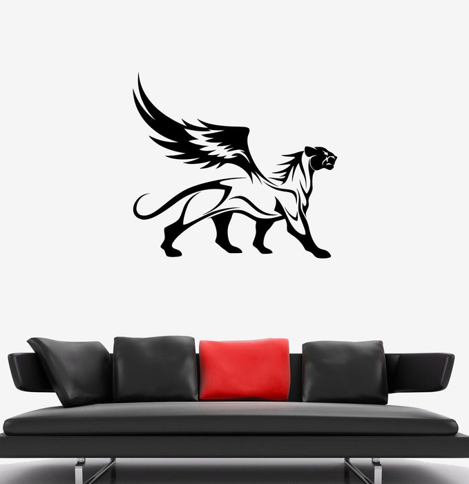 Wall Decal Panther Leopard Jaguar Wings Animal Wild Cat Griffin Vinyl Sticker Unique Gift (ed614)