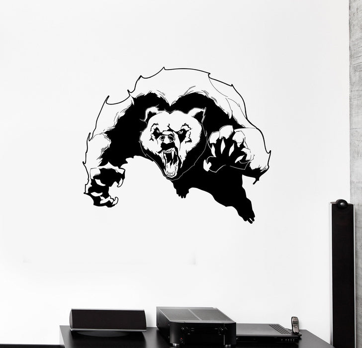 Wall Decal Raging Bear Jump Predator Grin Jaw Beast Vinyl Sticker Unique Gift (ed615)