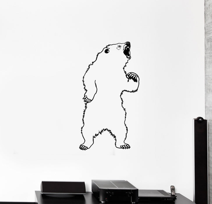 Wall Decal Bear Predator Grin Jaw Beast Roar White Vinyl Sticker Unique Gift (ed616)