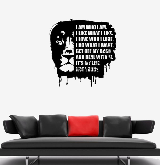 Wall Decal Inscription Lion Animal Art My Life For Man Vinyl Sticker Unique Gift (ed617)