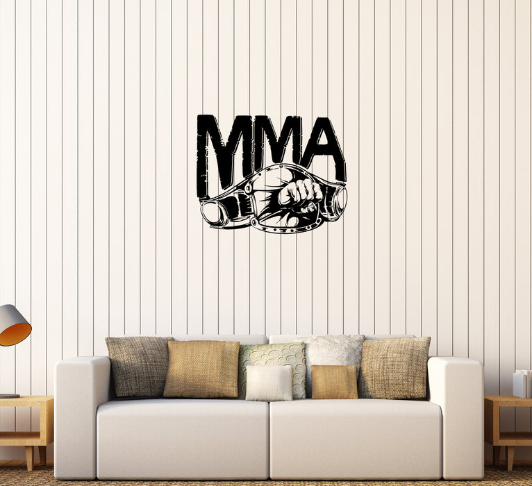 Wall Decal MMA Belt Fist Punch Fight Boxing Extreme Sports Vinyl Sticker Unique Gift (ed619)