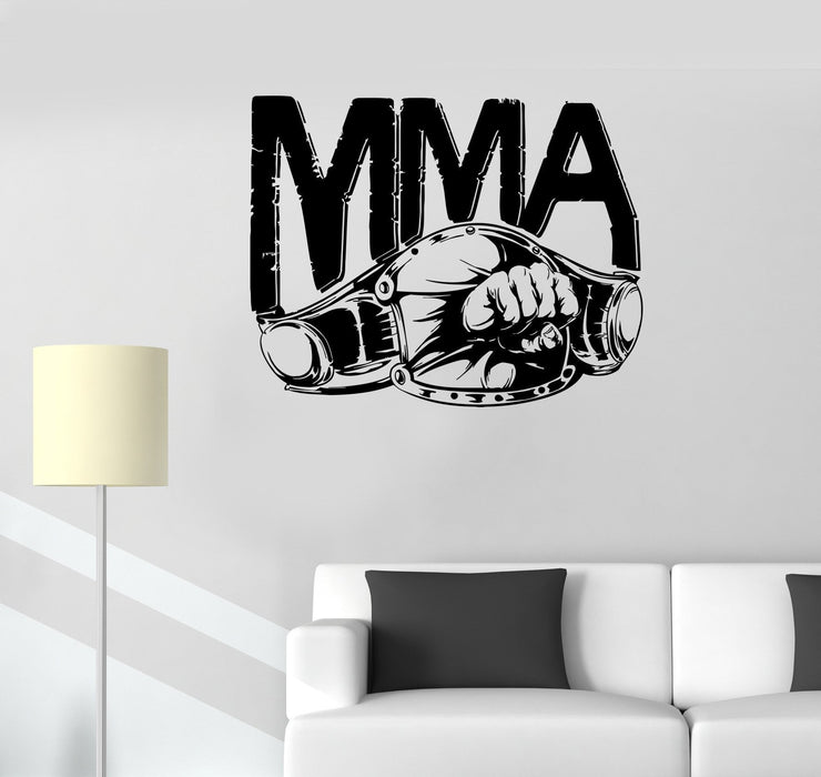 Wall Decal MMA Belt Fist Punch Fight Boxing Extreme Sports Vinyl Sticker Unique Gift (ed619)