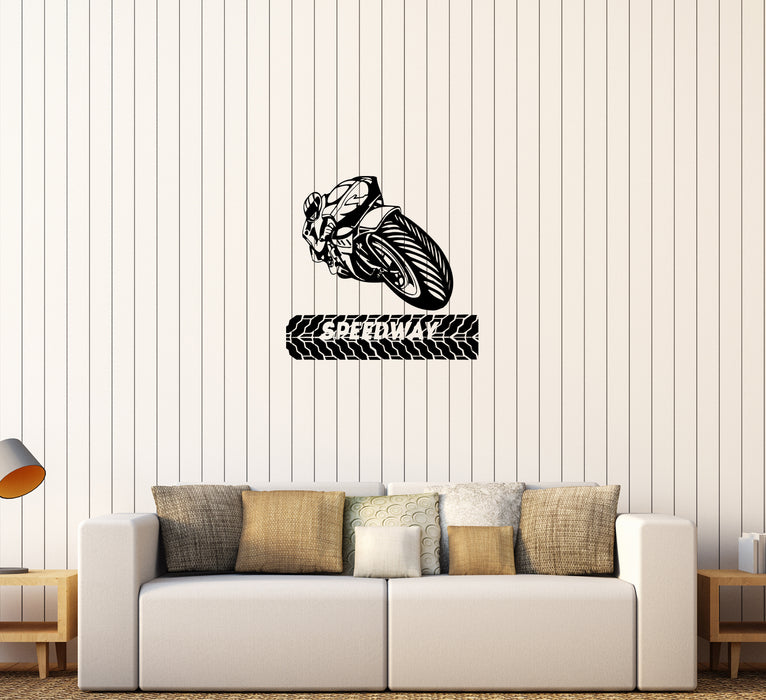 Wall Decal Biker Bike Motorcycle Racer Race Extreme Sports Vinyl Sticker Unique Gift (ed622)