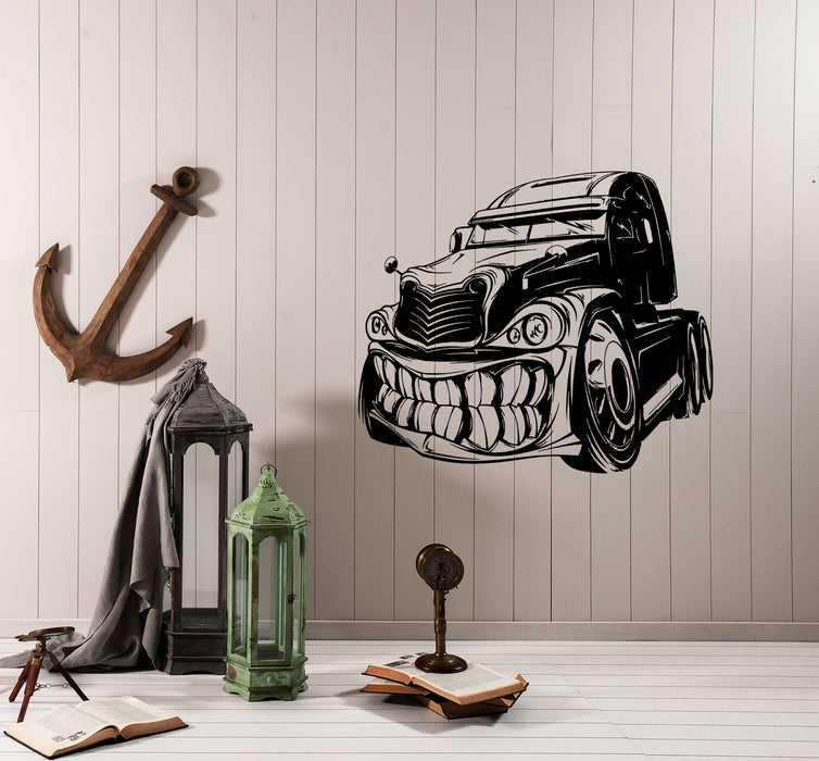 Wall Decal Car Jaw Teeth Cartoon Monster Robot Toy Vinyl Sticker Unique Gift (ed657)