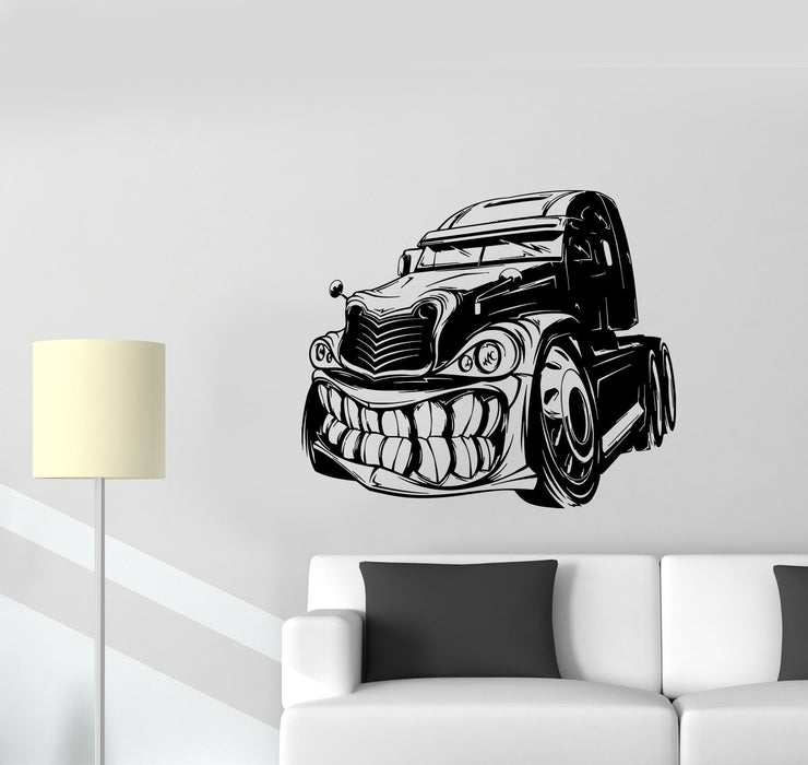 Wall Decal Car Jaw Teeth Cartoon Monster Robot Toy Vinyl Sticker Unique Gift (ed657)