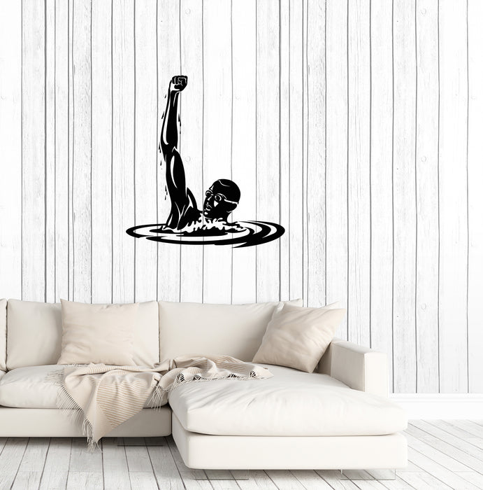 Wall Decal Winner Athlete Sport Swimming Pool Olympic Games Vinyl Sticker Unique Gift (ed661)