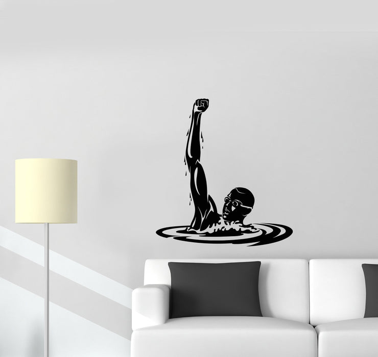 Wall Decal Winner Athlete Sport Swimming Pool Olympic Games Vinyl Sticker Unique Gift (ed661)