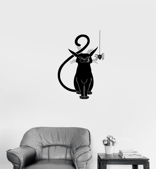 Wall Decal Evil Cat Black Spider Horror Scary Vinyl Sticker Unique Gift (ed668)
